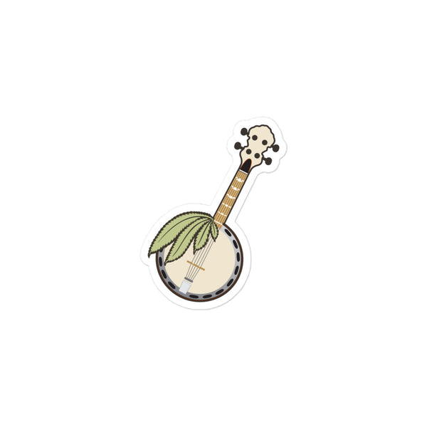Green Banjo sticker: a banjo with green leaves across its head