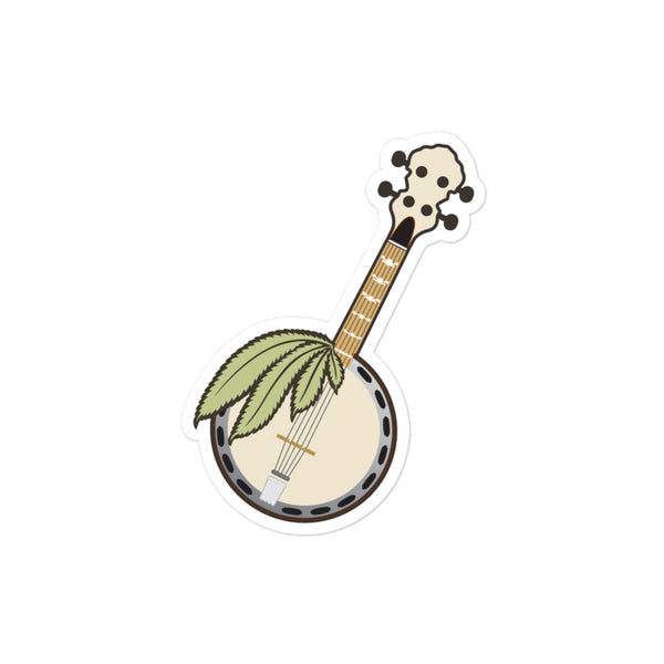 Green Banjo sticker: a banjo with green leaves across its head